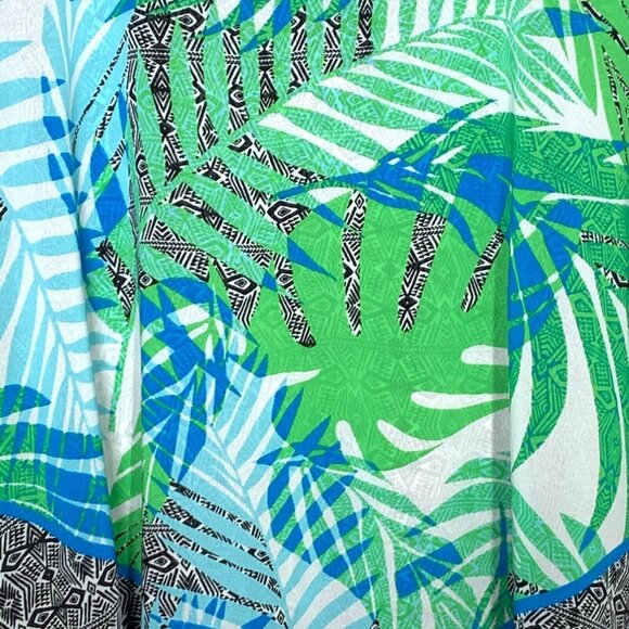 Ruby Rd Palm Leaf Poncho Top Small V-Neck Boho Cruise Resort Tropical Blouse - Picture 9 of 10